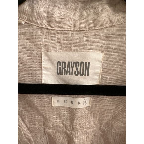 Grayson Linen Button Up Shirt Beige Long Sleeve Coastal Grandma Minimalist Large - Picture 3 of 7